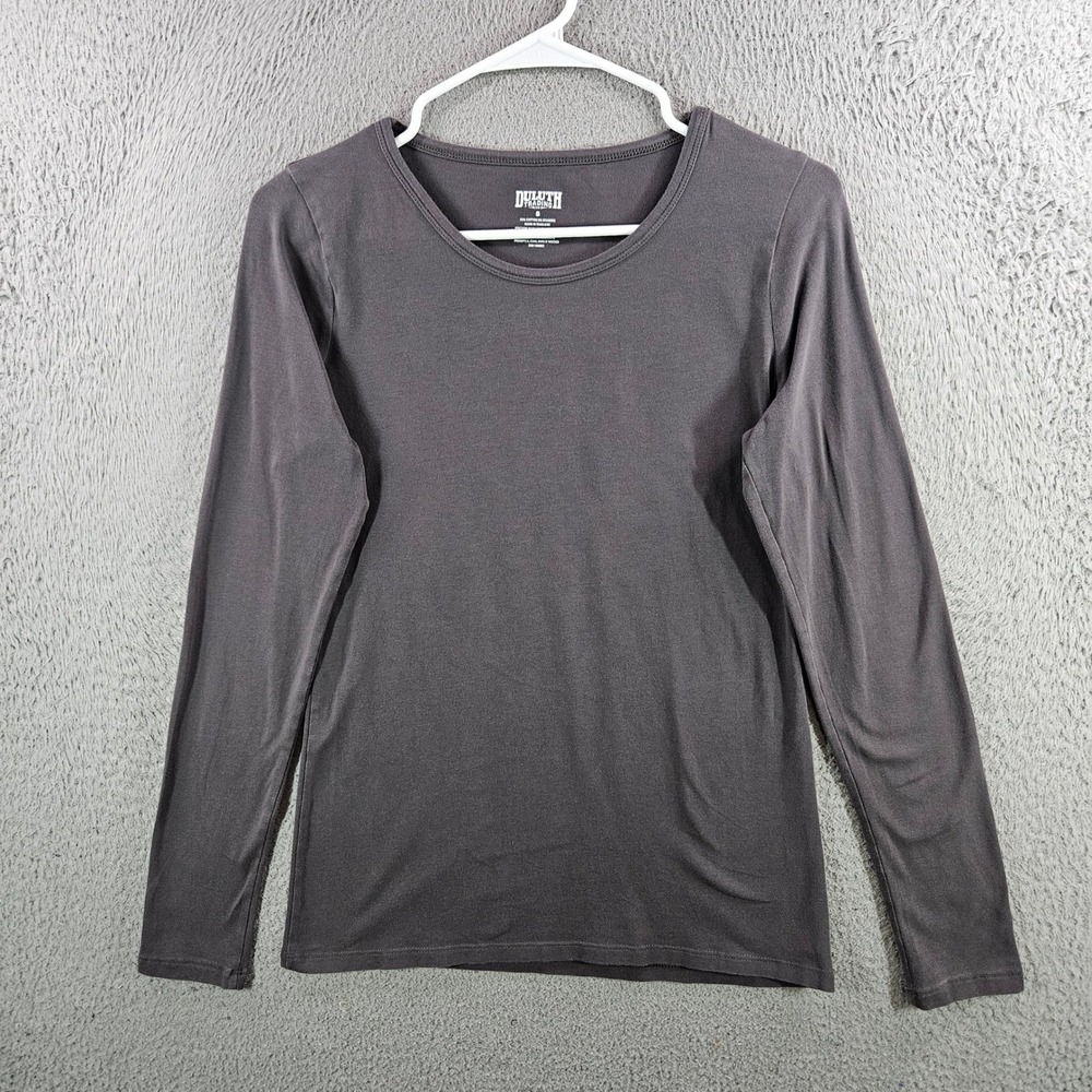 Duluth Trading Co Womens Small Gray Long Sleeve Scoop Neck Cotton Blend Tee